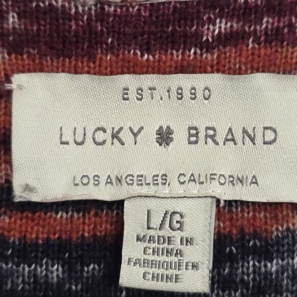 Lucky Brand Aztec Knit Duster Cardigan Women’s L Long Open Front Boho Southwest - Picture 3 of 8